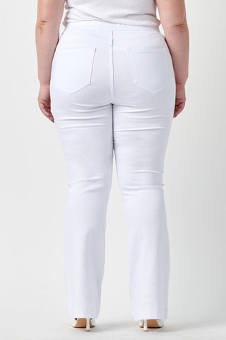 ms cello pull on flare jeans plus size C35324WHTP