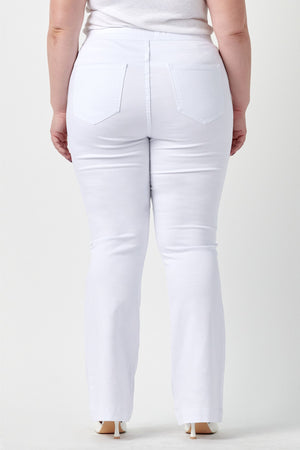 ms cello pull on flare jeans plus size C35324WHTP