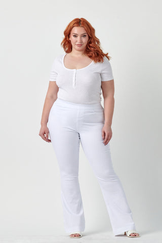 ms cello pull on flare jeans plus size C35324WHTP