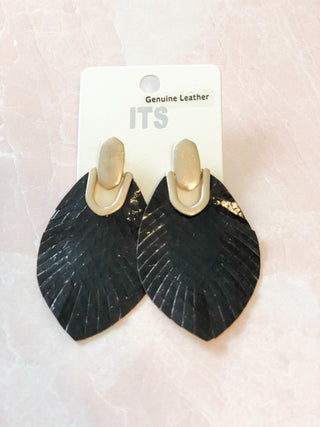 leather snake skin feather earrings