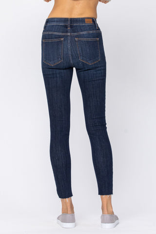 judy blue mid rise classic skinny jeans unfinished hem JB82201REG DK