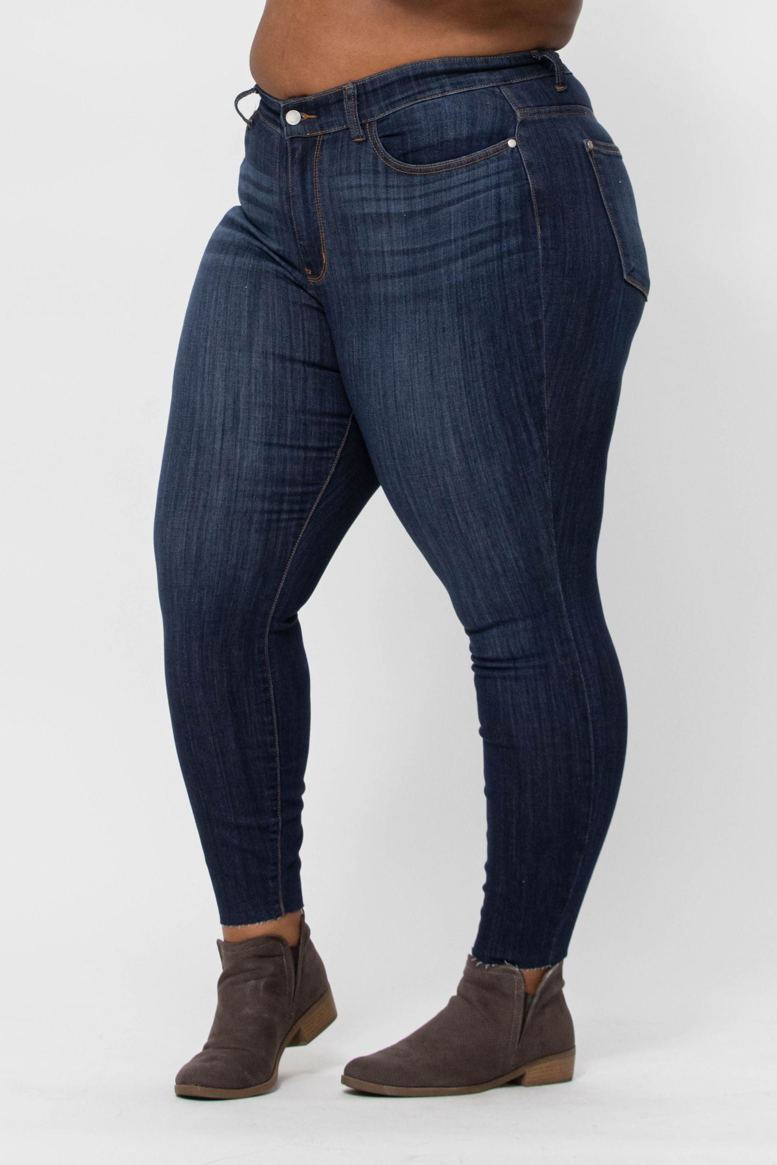 judy blue mid rise classic skinny jeans unfinished hem JB82201PL14W-24W DK