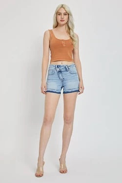 risen cross over mid rise loose fit shorts released hem RDS6075 LIGHT –  rivers & roads boutique