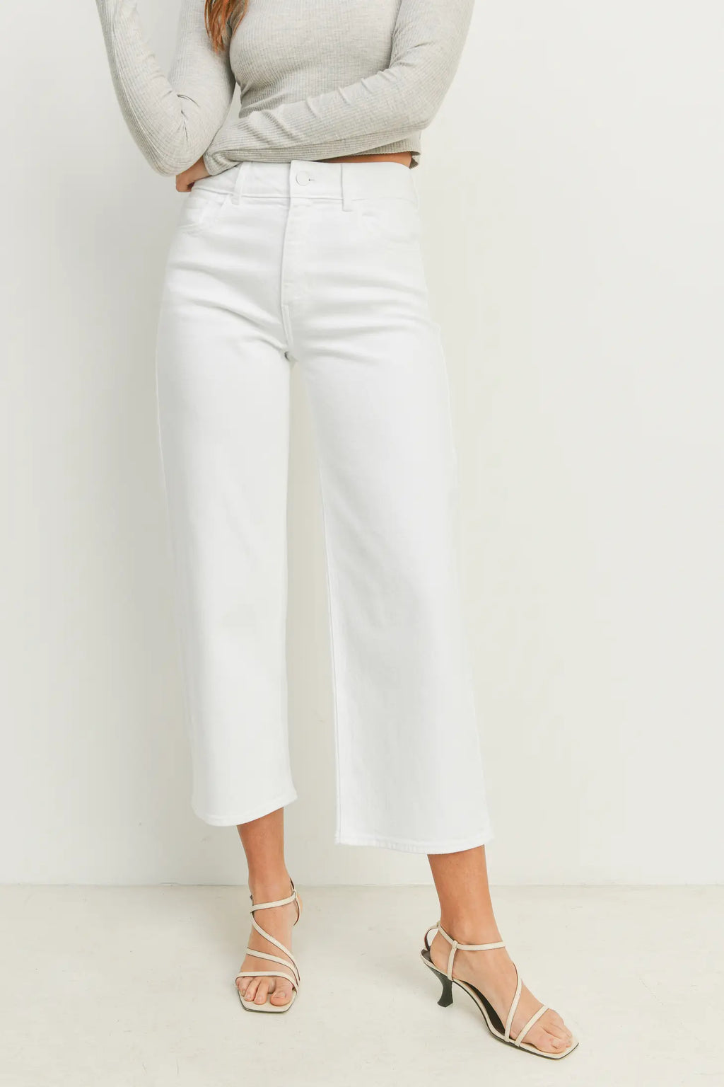 just black denim contemporary wide leg jeans in optic white BP376J-A